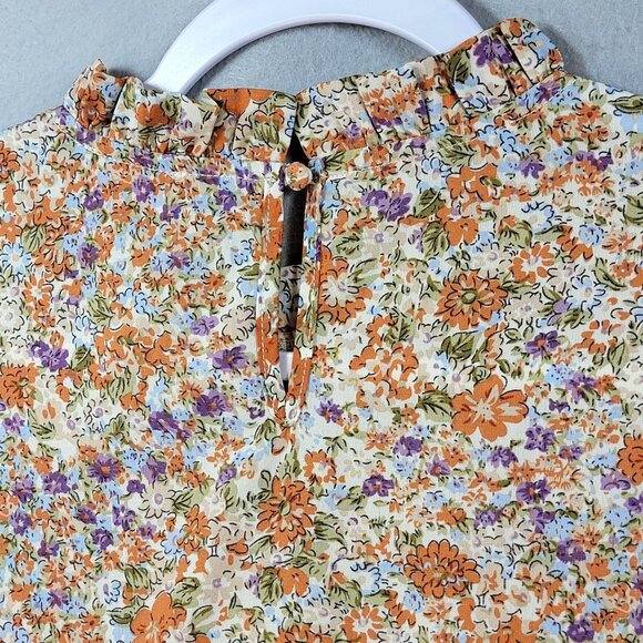 Hailey and Co Peasant Blouse Womens M Floral Fairy Ruffle Puff Sleeve Colorful - Picture 10 of 13